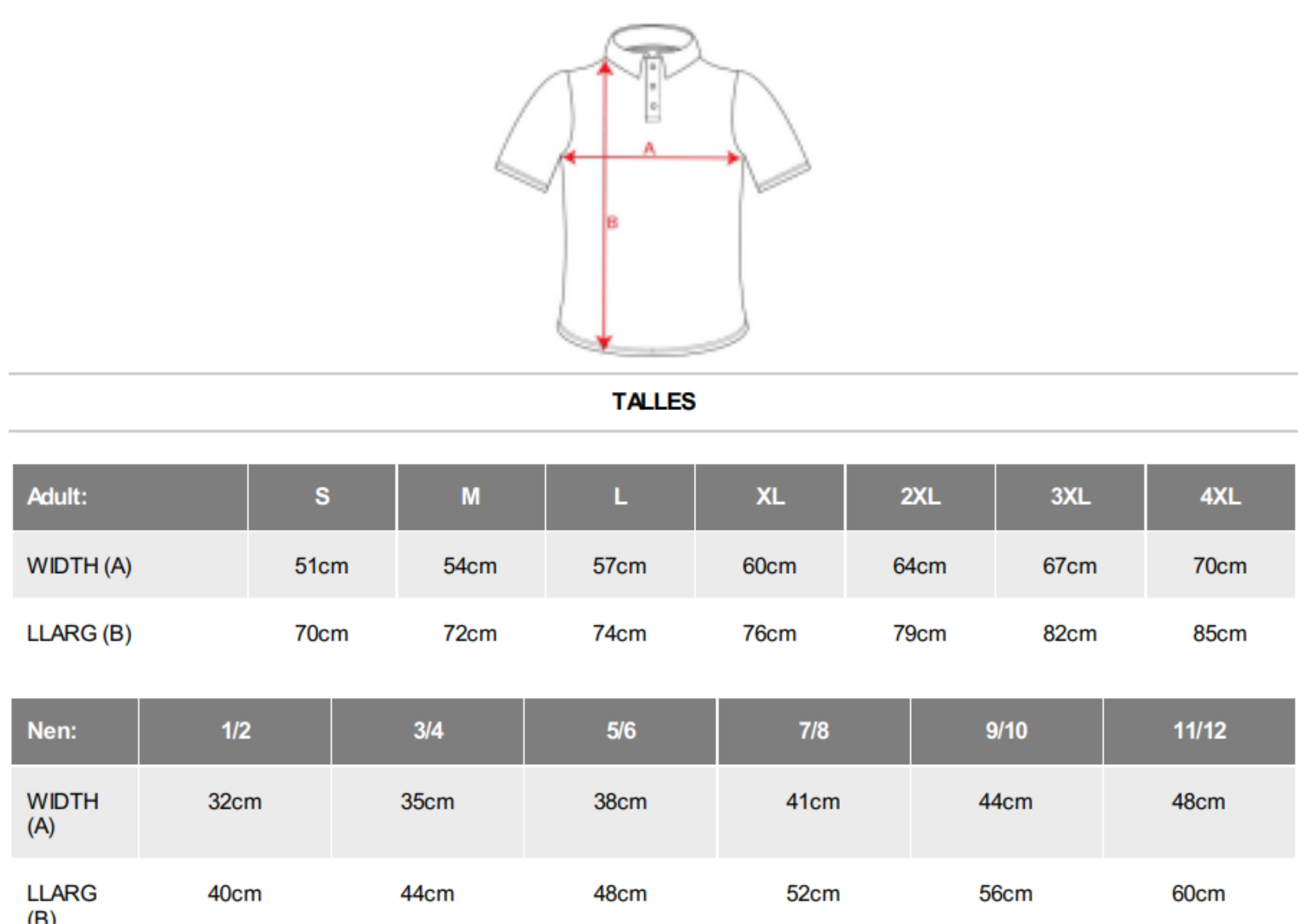 talles polo